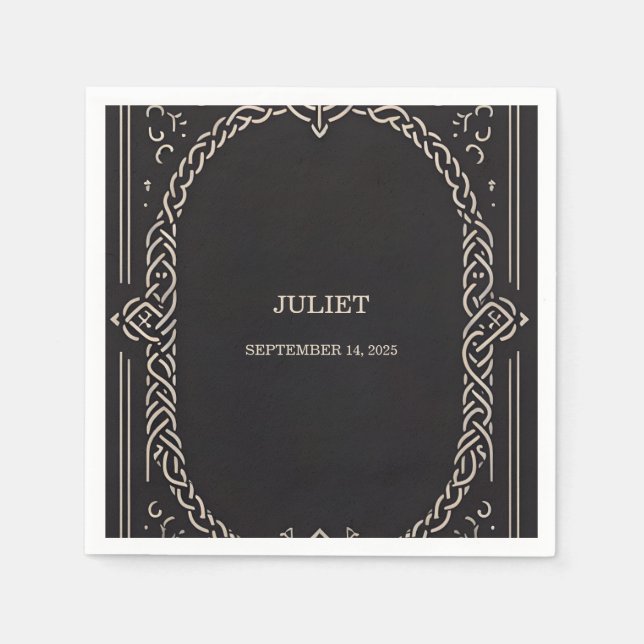 Celtic Nordic Fun Medieval Scroll Bridal Shower Napkin (Front)