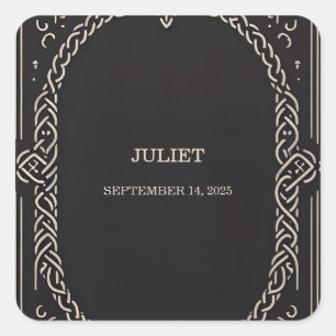 Celtic Nordic Fun Medieval Scroll Bridal Shower Square Sticker
