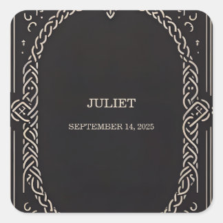 Celtic Nordic Fun Medieval Scroll Bridal Shower Square Sticker