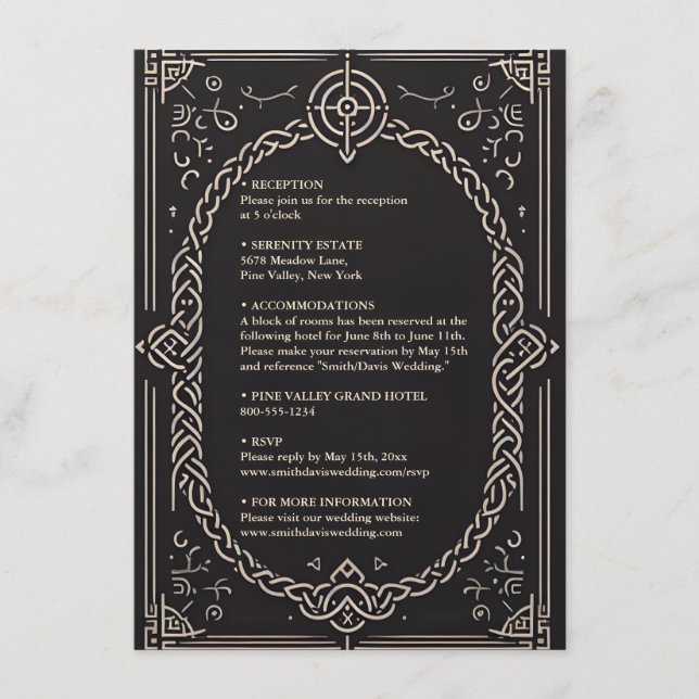 Celtic Nordic Medieval Scroll Viking Wedding Enclosure Card (Front)
