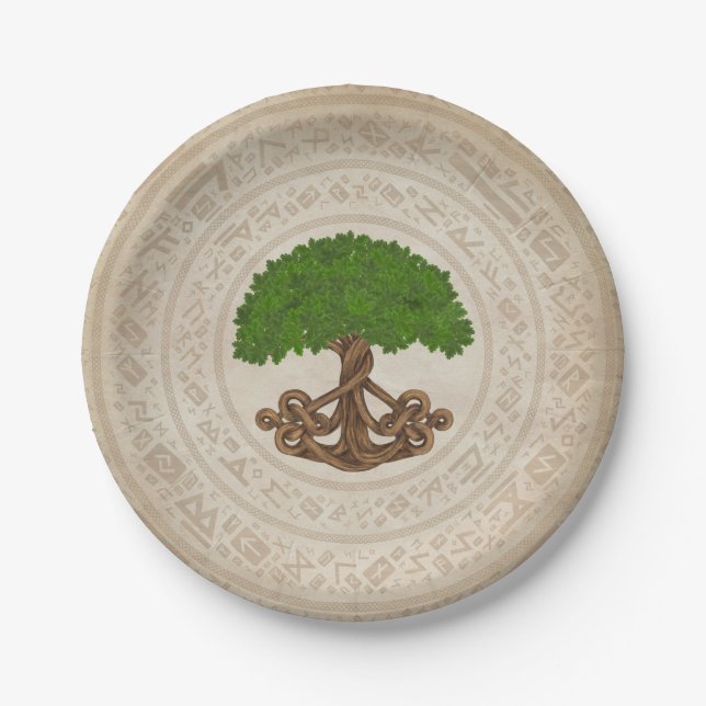Celtic Oak Tree of life -Yggdrasil Paper Plate (Front)