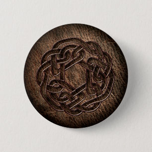 Celtic ornament embossed on leather 2 inch round button
