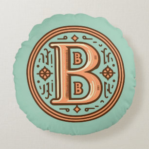 Celtic Pastel Letter "B" Round Throw Pillow