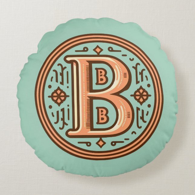 Celtic Pastel Letter "B" Round Throw Pillow (Front)