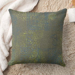Celtic Pattern   Green and Blue with Bird Throw Pillow