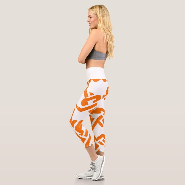 🟡 Celtic Pattern Marigold Yellow Elegant Capri Leggings (Left)