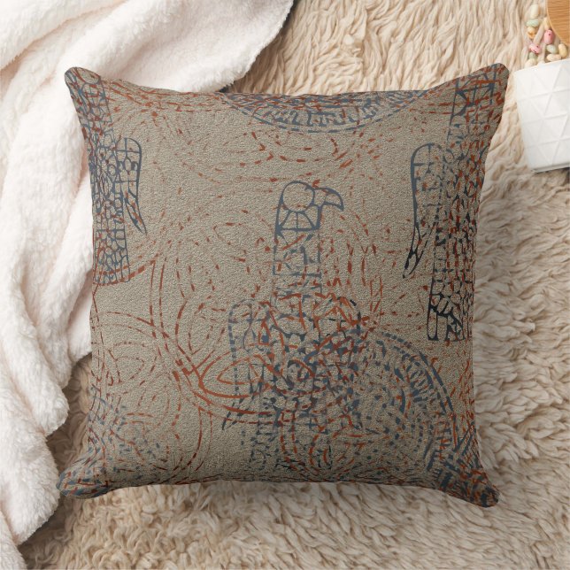 Celtic Pattern - Sand Colour with Bird Throw Pillow (Blanket)