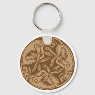 Celtic pattern with dogs - brown keychain