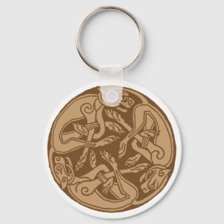 Celtic pattern with dogs - brown keychain