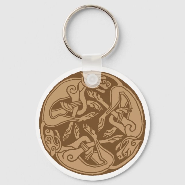 Celtic pattern with dogs - brown keychain (Front)