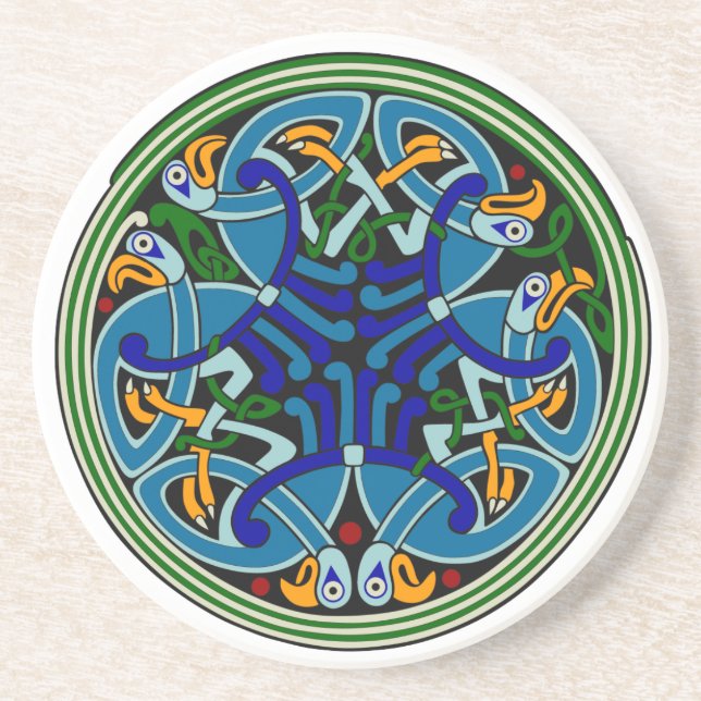 Celtic peacock knotwork Coaster (Front)
