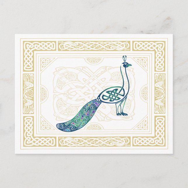 Celtic Peacock Postcard (Front)