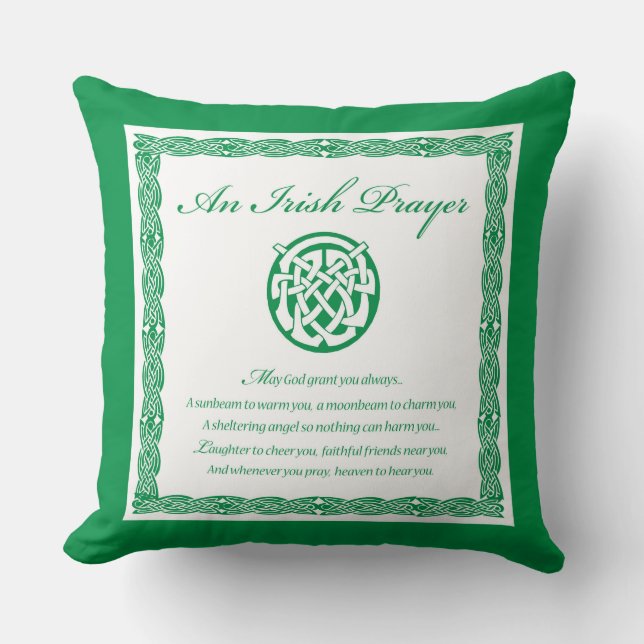 Celtic Prayer St. Patrick's Day Throw Pillow (Front)