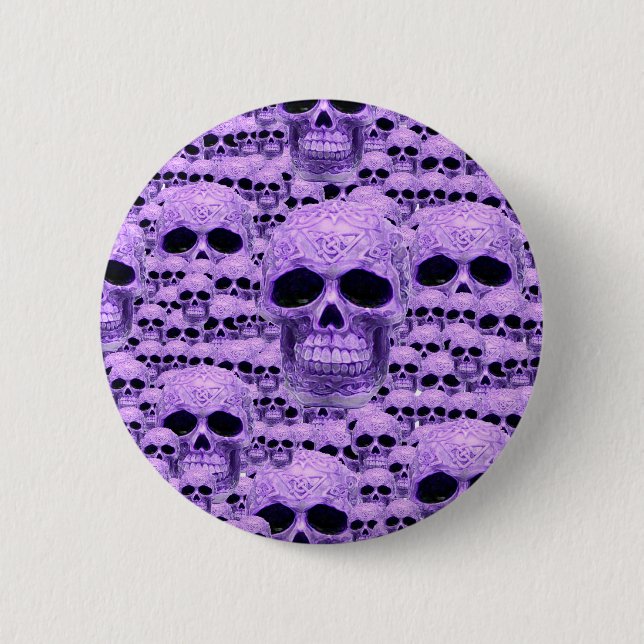 Celtic purple skull collage 2 inch round button (Front)