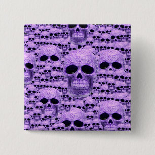 Celtic purple skull collage 2 inch square button