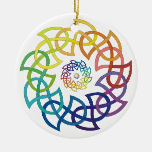 Celtic Rainbow Knotwork Rings Ceramic Ornament