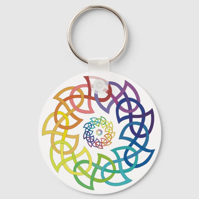 Celtic Rainbow Knotwork Rings Keychain (Front)