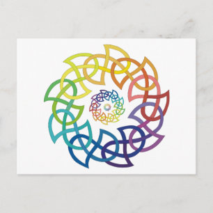 Celtic Rainbow Knotwork Rings Postcard