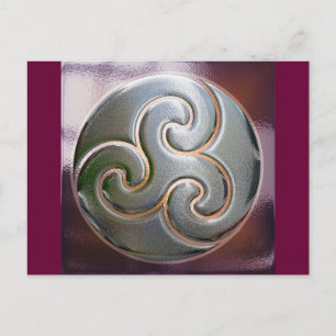 celtic round embossed triskele postcard
