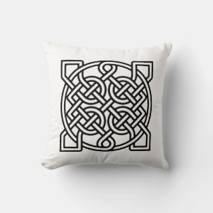 Celtic Sailor's Knot, Black on a White Background Throw Pillow
