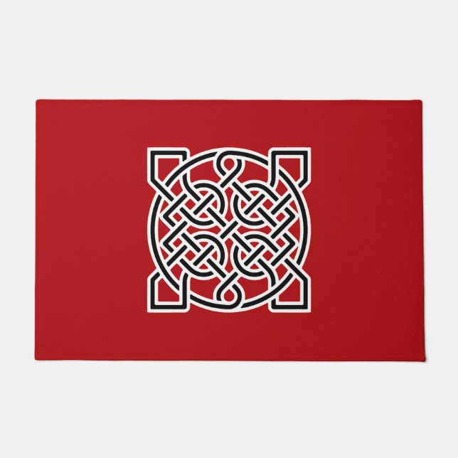 Celtic Sailor's Knot, Deep Red, Black and White  Doormat (Front)