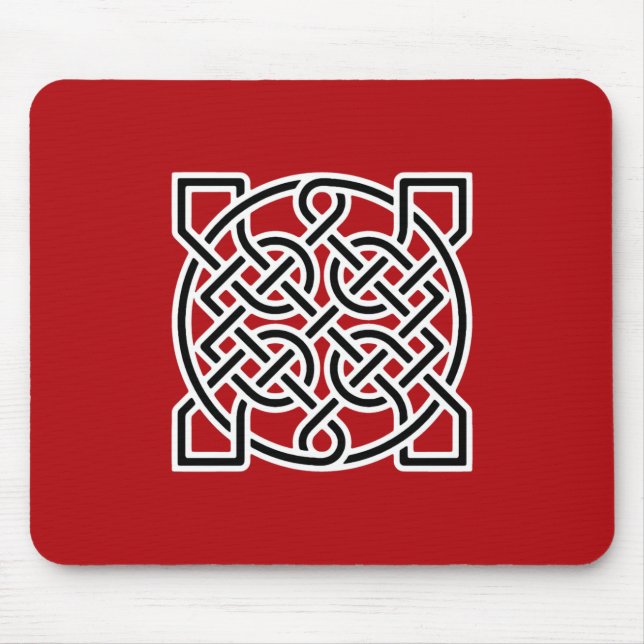 Celtic Sailor's Knot, Deep Red, Black and White  Mouse Pad (Front)