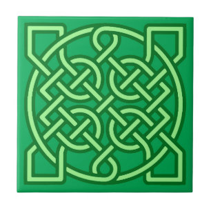Celtic Sailor's Knot, Emerald and Lime Green   Tile