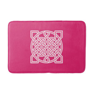 Celtic Sailor's Knot, Fuchsia Pink and White Bath Mat