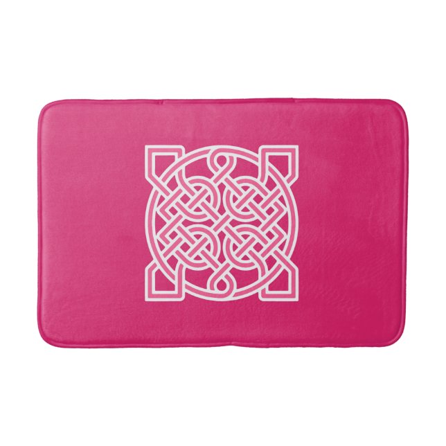 Celtic Sailor's Knot, Fuchsia Pink and White  Bath Mat (Front)