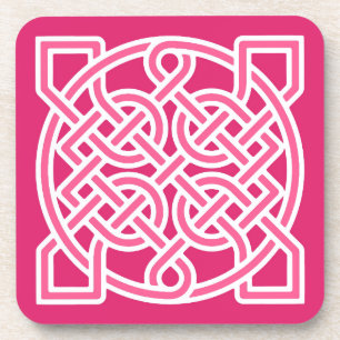 Celtic Sailor's Knot, Fuchsia Pink and White Coaster