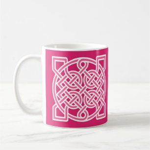 Celtic Sailor's Knot, Fuchsia Pink and White Coffee Mug