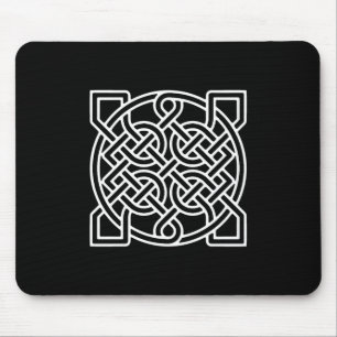 Celtic Sailor's Knot, White on a Black Background  Mouse Pad