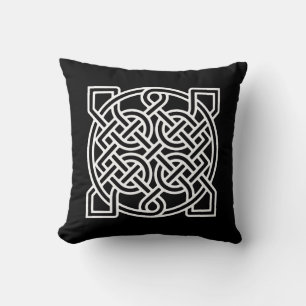 Celtic Sailor's Knot, White on a Black Background Throw Pillow