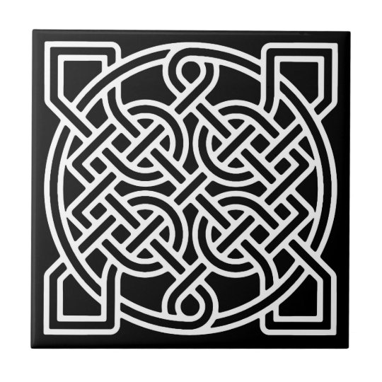 Celtic Sailor's Knot, White on a Black Background Tile | Zazzle.ca