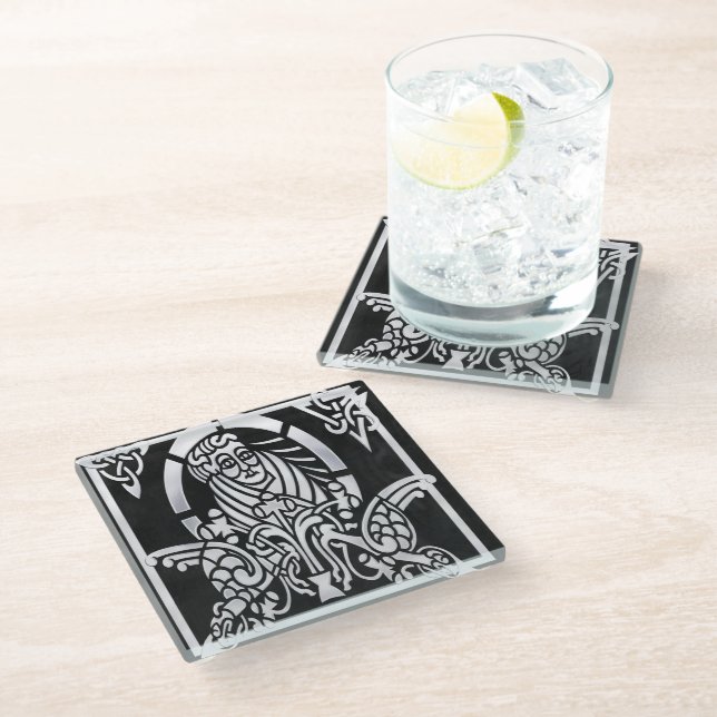 Celtic Saint Chrome Glass Coaster (Angled)