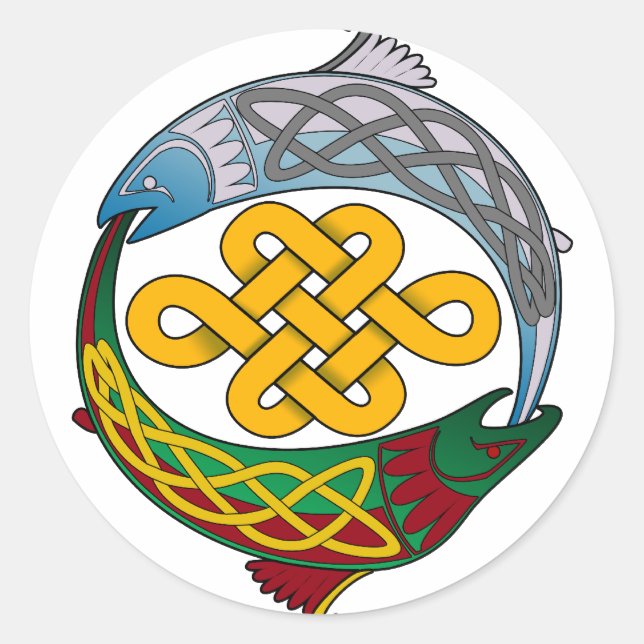 Celtic Salmon Classic Round Sticker (Front)