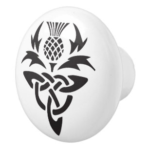 Celtic Scottish Thistle Tribal Ceramic Knob