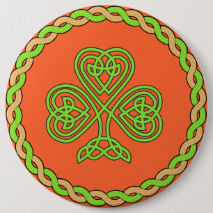 Celtic shamrock, 6 inch round button