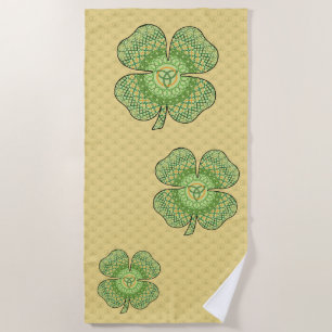 Celtic Shamrock Beach Towel
