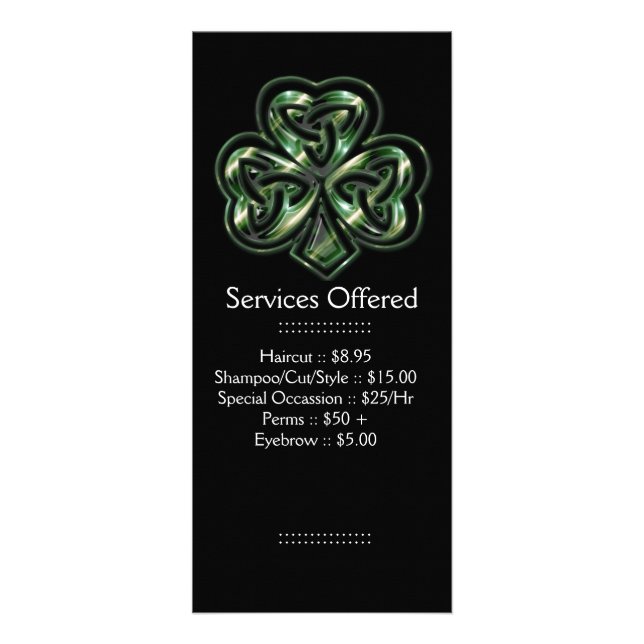 Celtic Shamrock Design 2 Services Rack Card (Front)