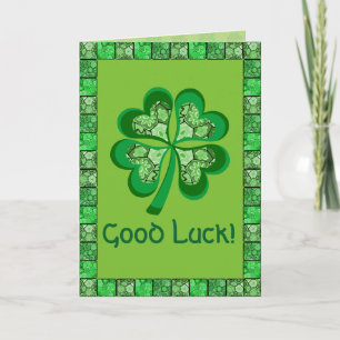 Celtic Shamrock Folk Art Good Luck Card