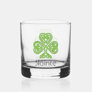 Celtic Shamrock Green Irish Clover Drinkware Set Whiskey Glass