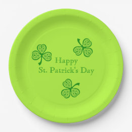 Celtic Shamrock Happy St. Patrick's Day Paper Plate