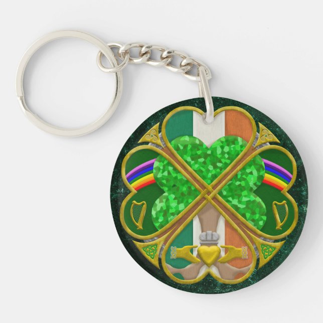 Celtic Shamrock Heritage Symbol Irish Inspired Keychain (Front)