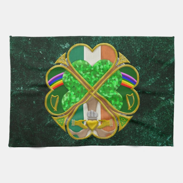 Celtic Shamrock Heritage Symbol Irish Inspired Kitchen Towel (Horizontal)