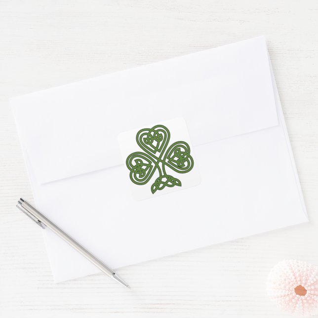 Celtic Shamrock - St Patricks Day Square Sticker (Envelope)