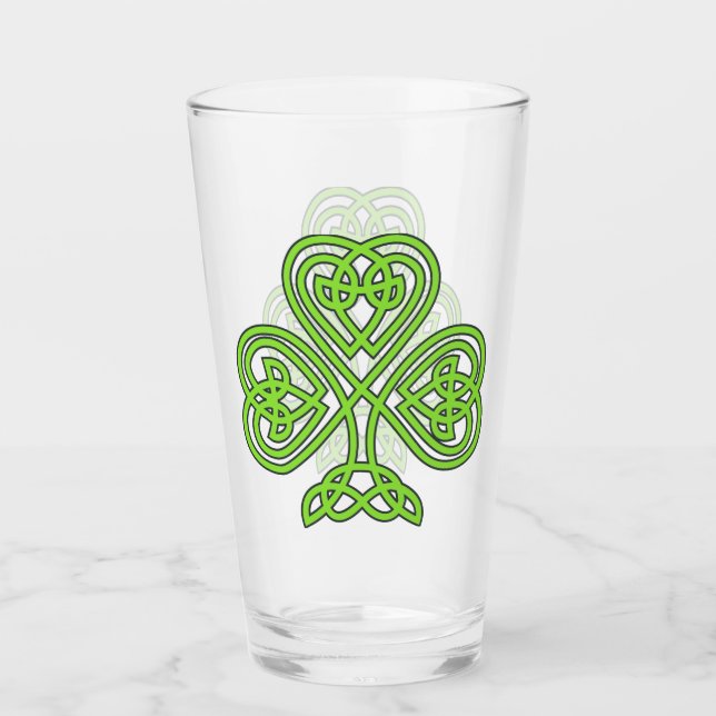 Celtic Shamrock Trefoil Knot St Patrick's Beverage Glass (Front)