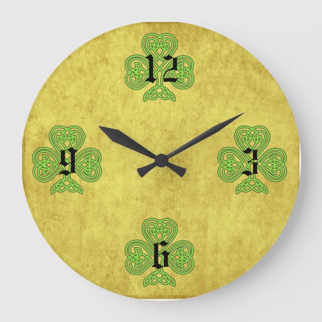 Celtic Shamrocks Wall Clock (Front)