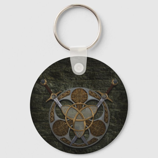 Celtic Shield and Swords Keychain (Front)