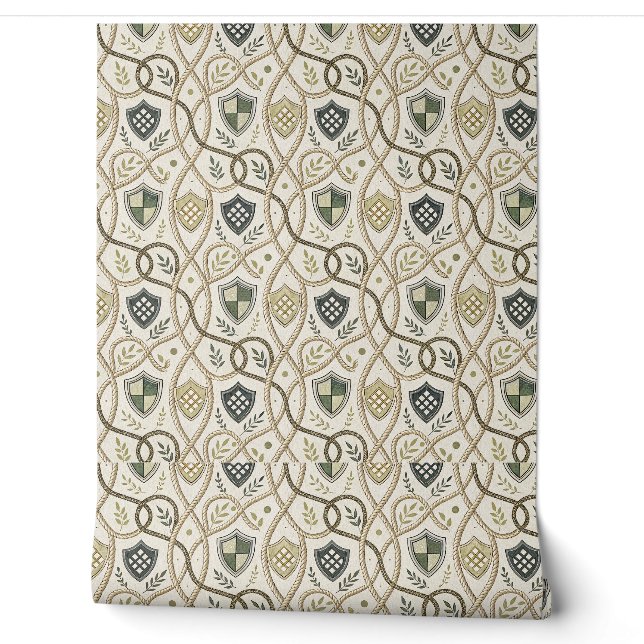 Celtic Shield Knot & Rope - Royal Heritage Pattern Wallpaper (Unrolling)